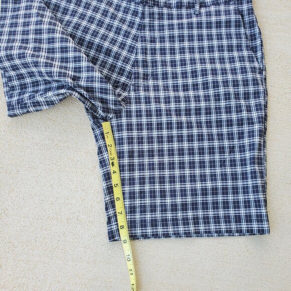Chaps 78 Men's Classic Fit Flat Front Plaid Check Golf Shorts Blue/White Size 34 - Picture 10 of 11
